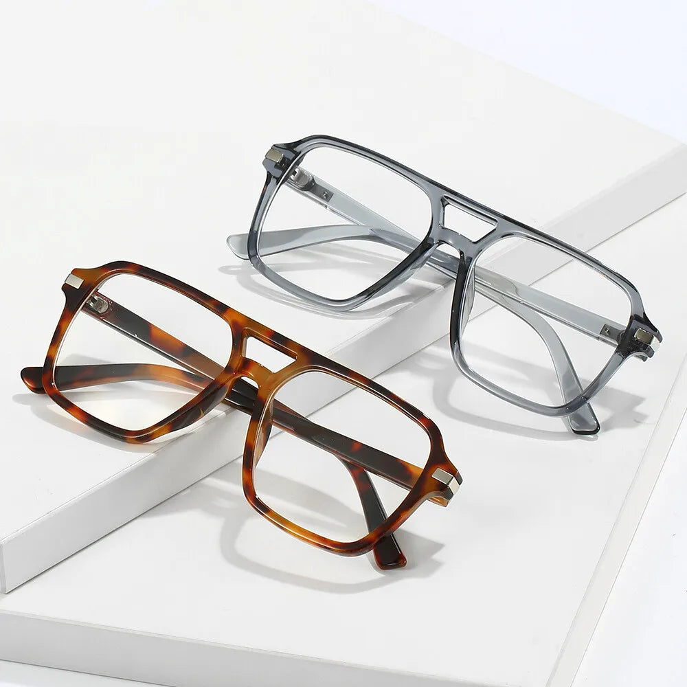 Retro Double Bridge Square Frame Reading Glasses for Women