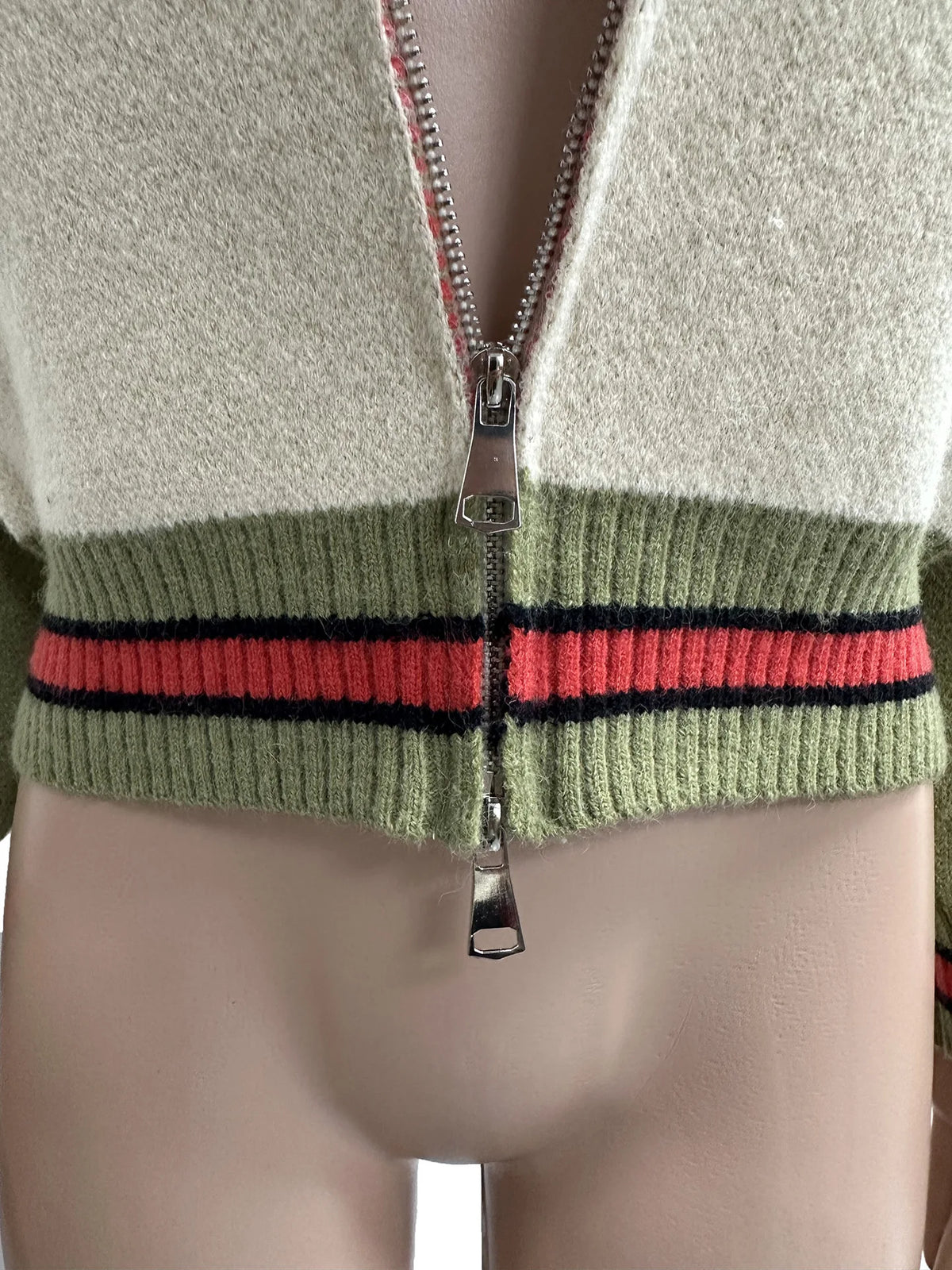Warm Knitted Cropped Varsity Sweater Jacket for Women