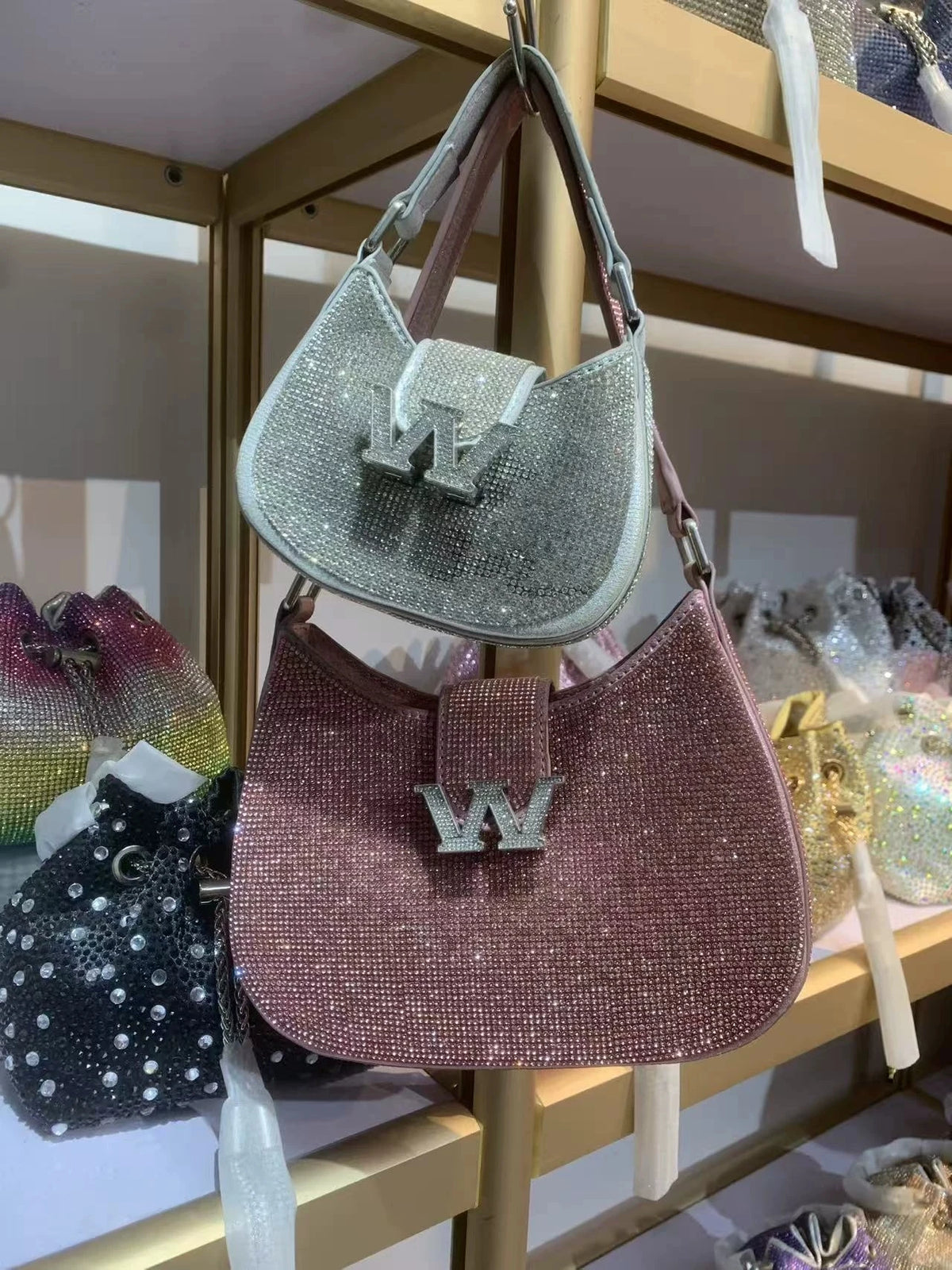 New Diamond-encrusted Handbag Luxury Diamond-encrusted Shiny Dinner Party Women's Handbag Diamond-encrusted Women's Shoulder Bag