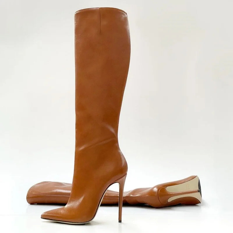 Autumn Winter Pointed Toe Knee High Boots for Women