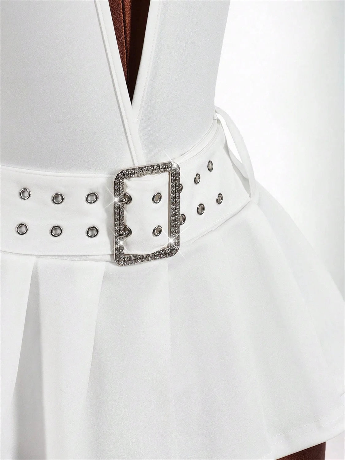 Deep V Neck Ruched Patchwork Bodycon Dress for Women
