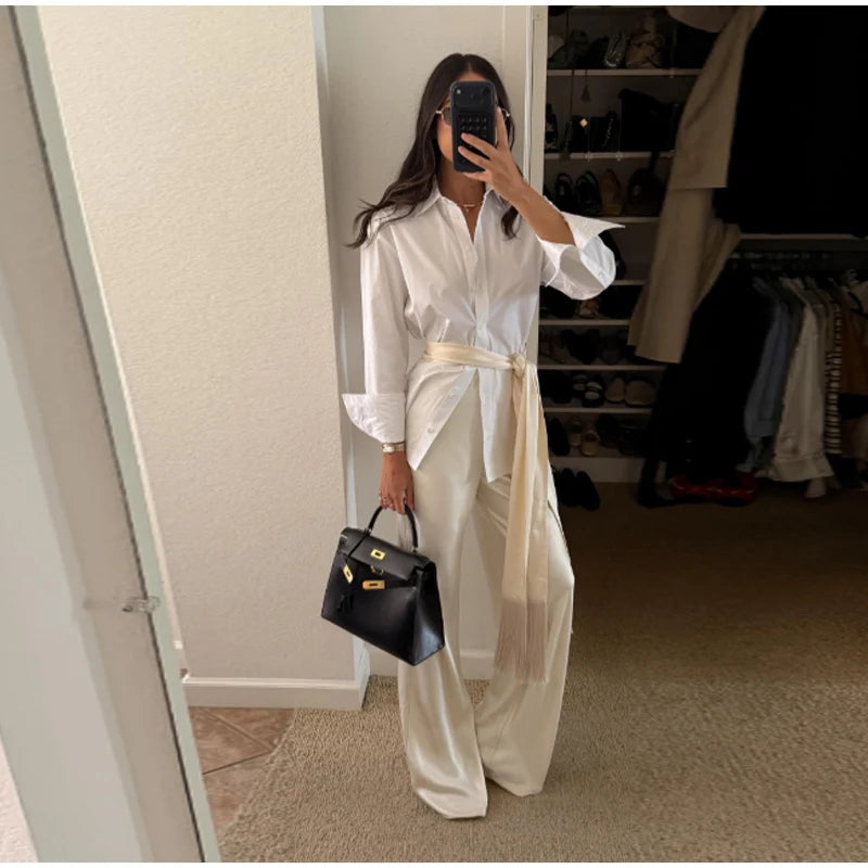 Chic Fringe Tassel Satin Waist Bag With Flowing Strap for Women