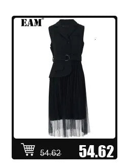 [EAM]  Women Black Cross Bandage Short Blazer New Lapel Long Sleeve Loose Fit  Jacket Fashion Tide Spring Autumn 2025 1T126