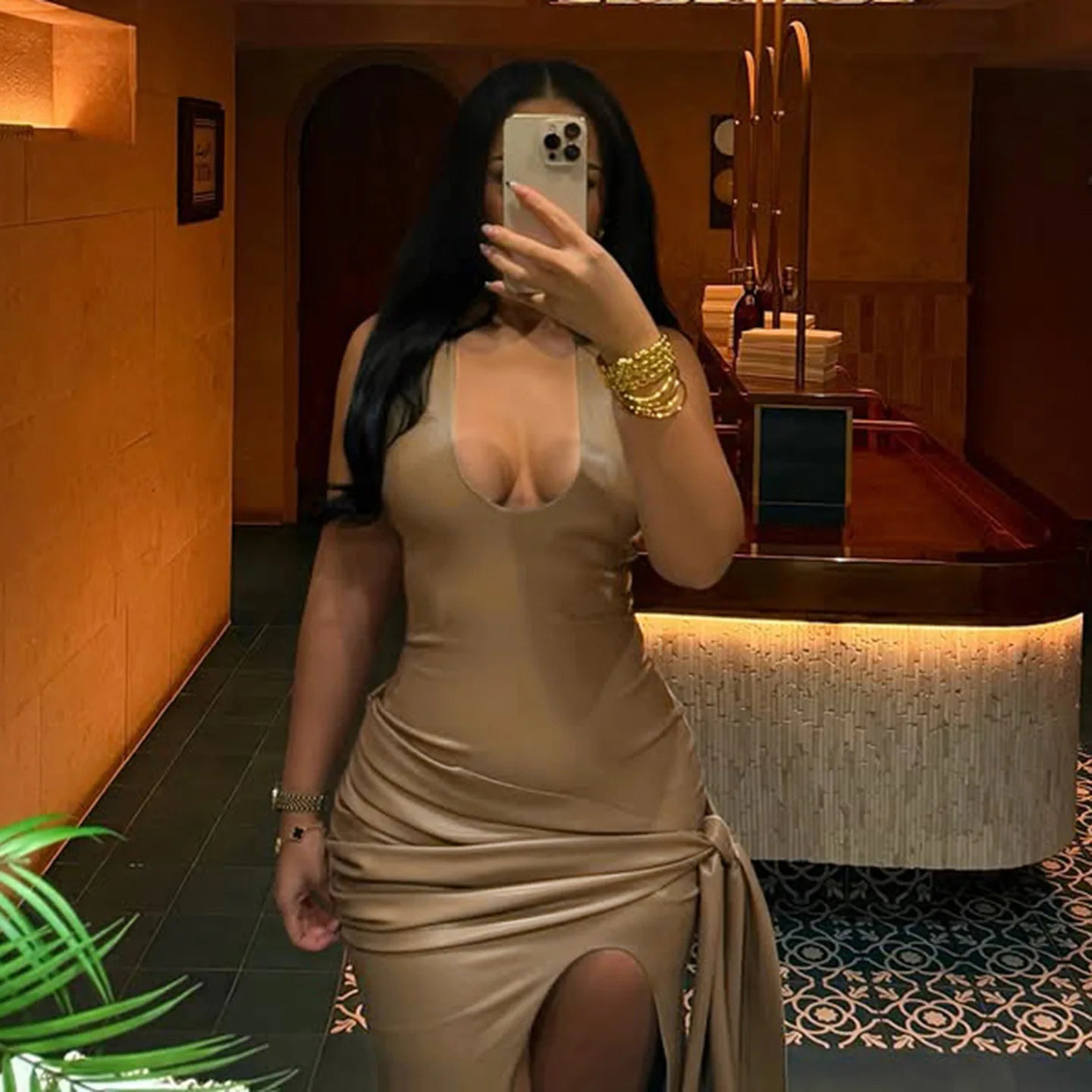 FAGADOER Sexy Ruched Patchwork Bodycon Long Dress Women Halter Deep V-neck Backless Dresses Female Streetwear Vestidos 2025 New