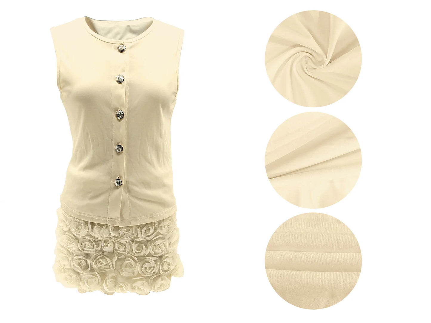 Elegant and Flattering Sleeveless O Neck Two Piece Set for Women