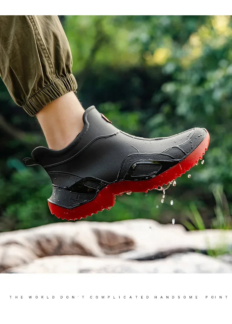 Round Toe Waterproof Ankle Rain Boots