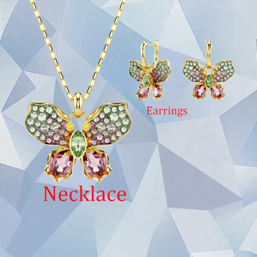 Gold Plated Zirconia Crystal Pendant Set for Women