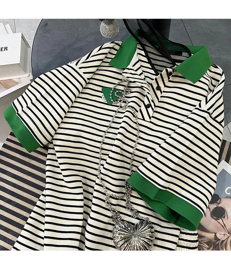 Shorts Pant Set Women Two Piece Sets Matching Sets Short Sleeve Tops Striped Pants Casual Elastic Waist Summer Y2k Streetwear