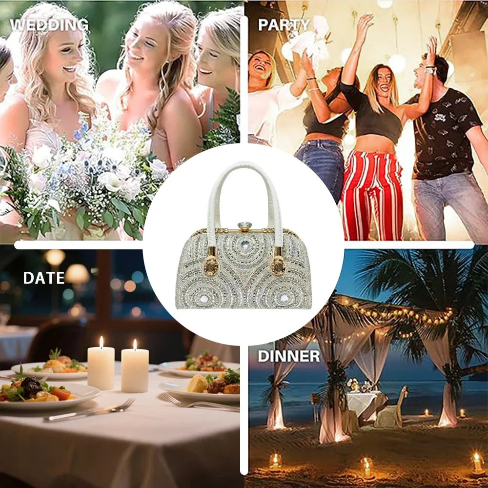 New Dinner Handbag Luxury Brand Diamond-encrusted Sparkling Dinner Party Handbag Fashion Trend Women's Shoulder Crossbody Bag
