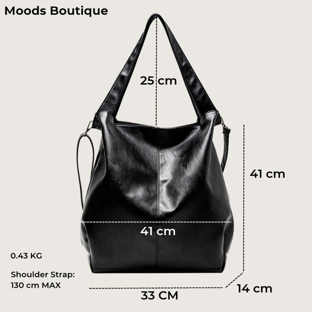 Oversized Leather Tote Bag With Dual Straps for Women