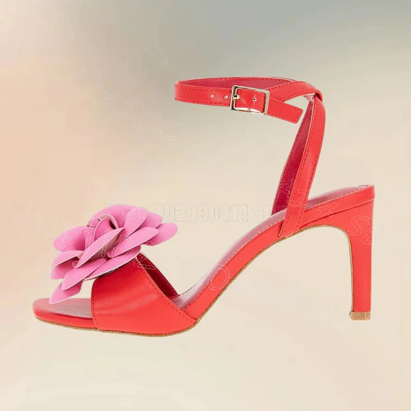 Buckle Strap Appliqué Design Open Toe Sandals for Women