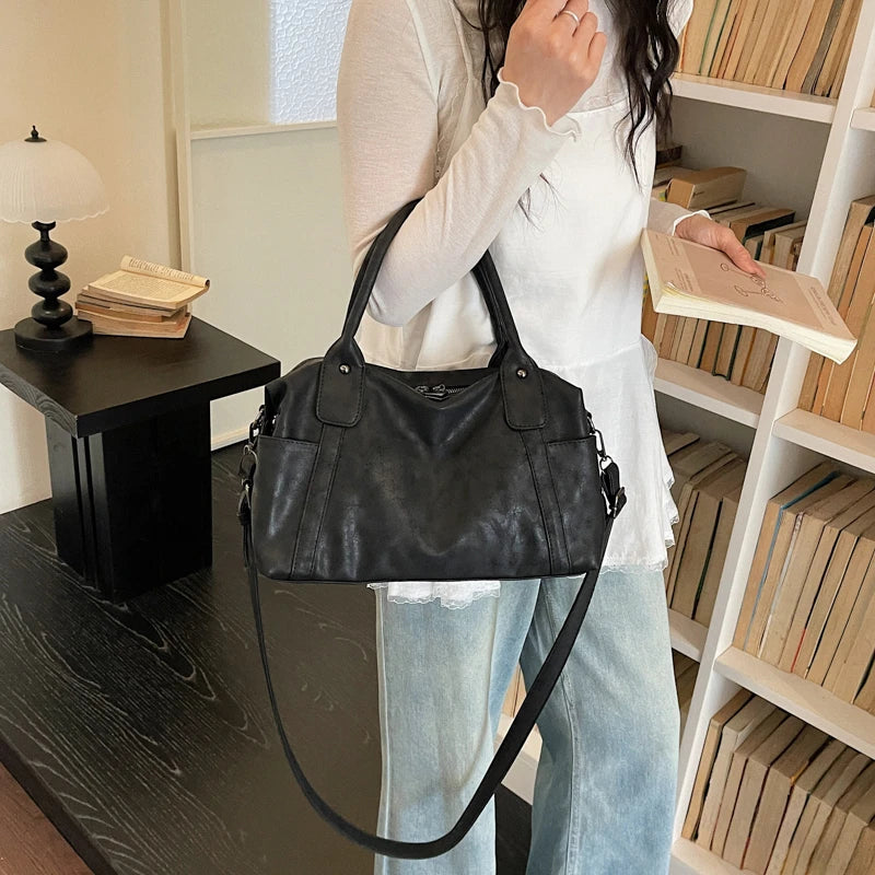 Practical Pure Color Vegan Leather Shoulder Crossbody Bags for Women