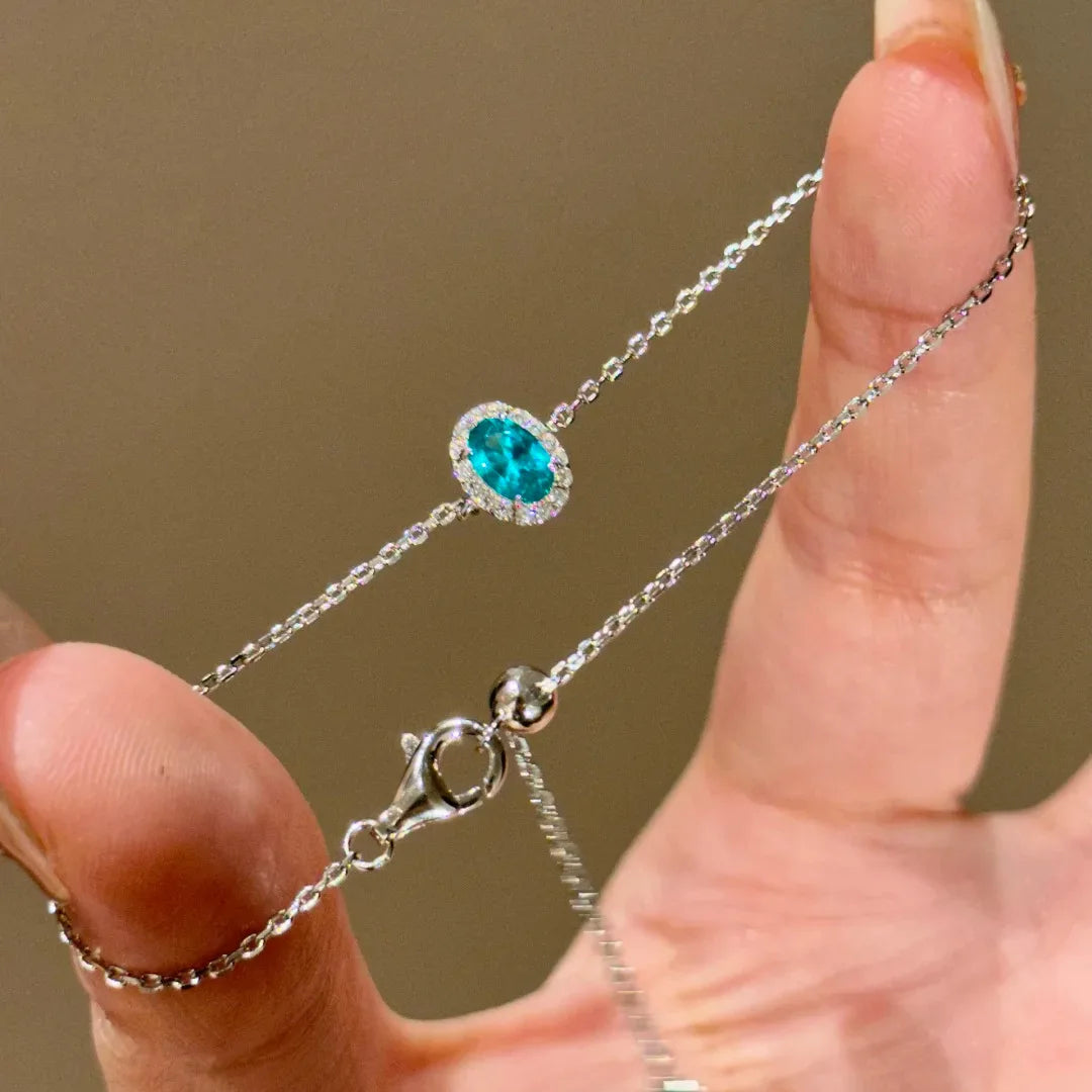 Dainty Oval Cubic Zirconia Chain Bracelet for Women