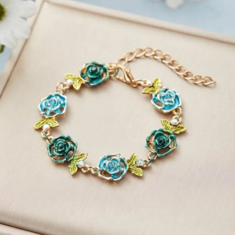 Multicolor Rose Charm Bracelet