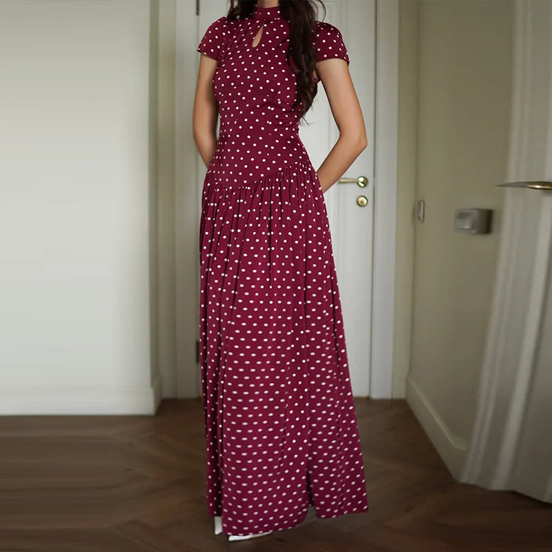 Elegant Hollow Out Lace Up Ankle Length Dress for Women