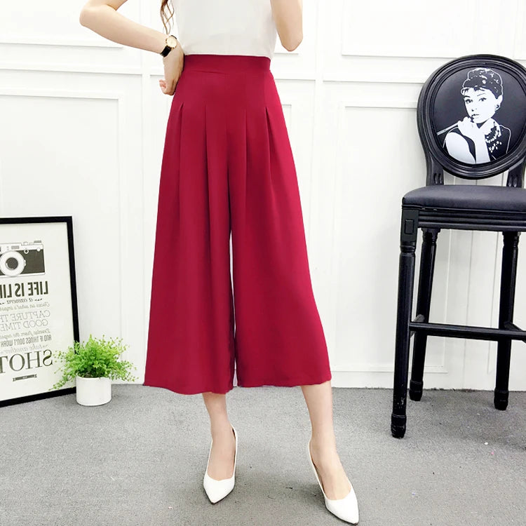 High Waist Pleated Wide Leg Cotton Linen Pants For Women