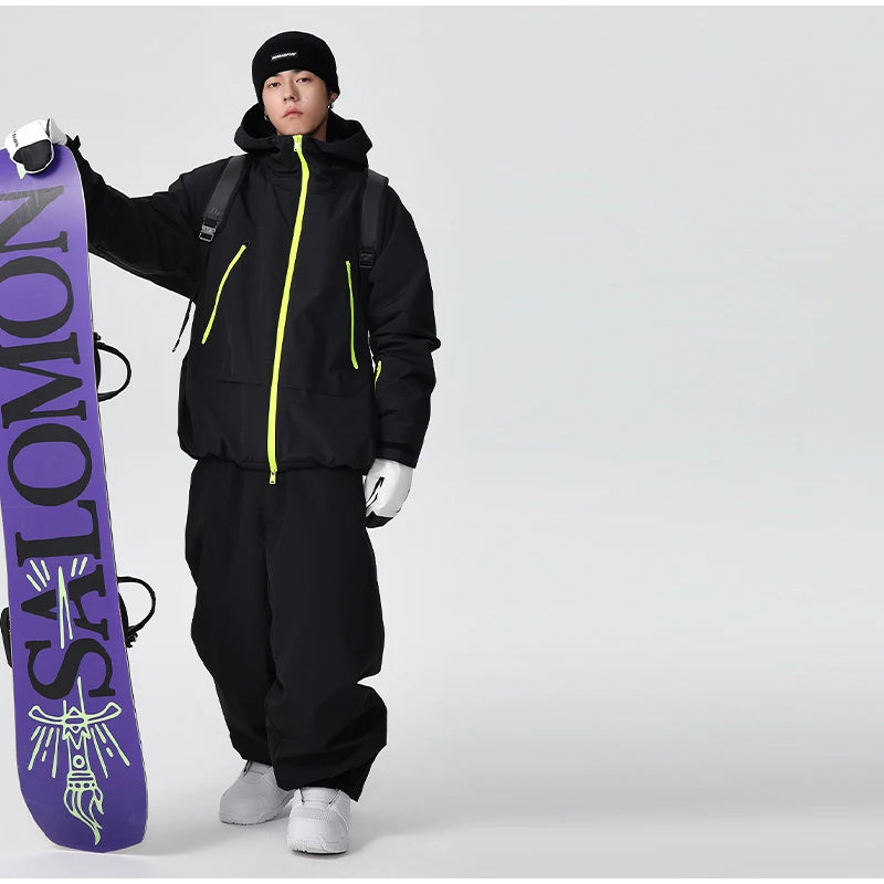 Waterproof Fleece-Lined Hooded Windbreaker Set for Women