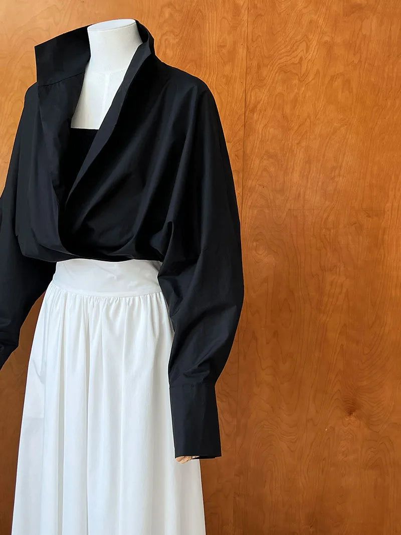 Batwing Sleeve Stand Collar Blouse