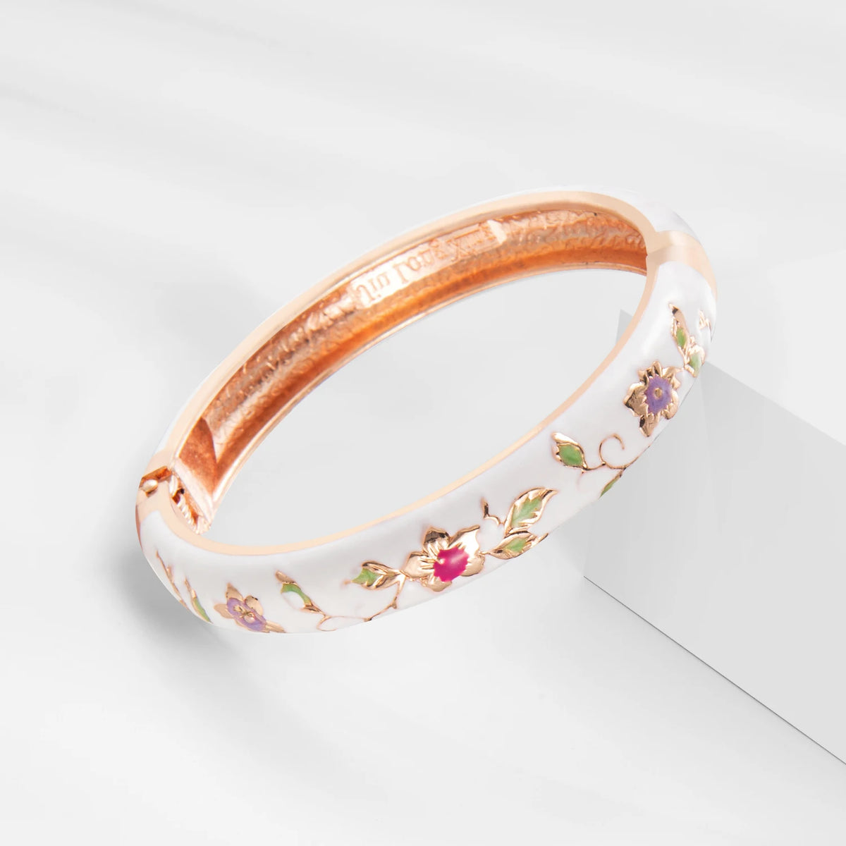 White Enamel Bohemian Bangle Bracelet