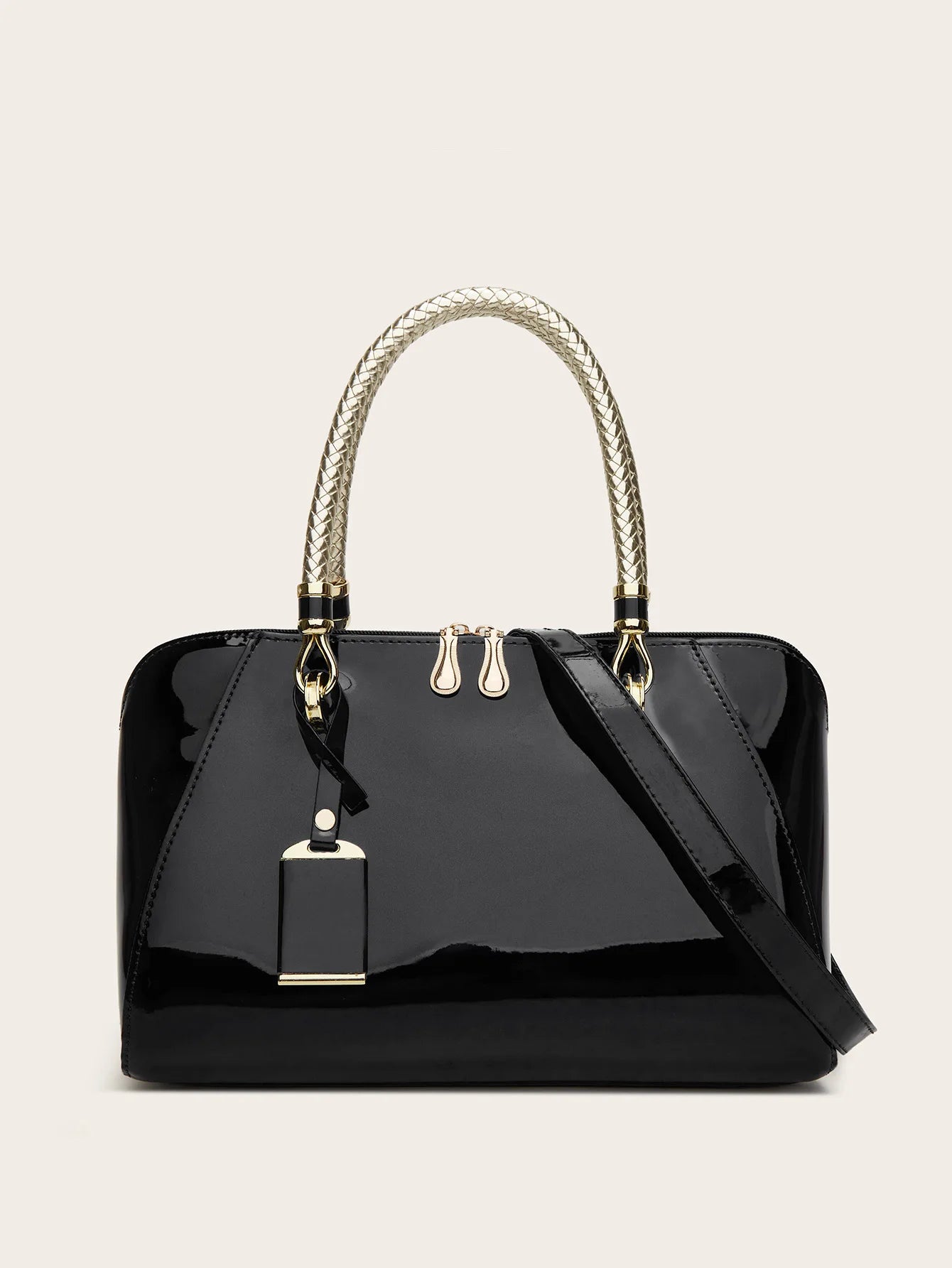 ABQP New Women's Handbag Luxury Brand Fashion Patent Leather Women's Shoulder Bag Large Capacity Boston Women's Bag High Quality