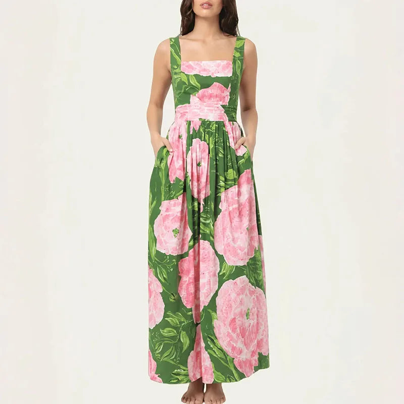 Floral Open Back Maxi Dress