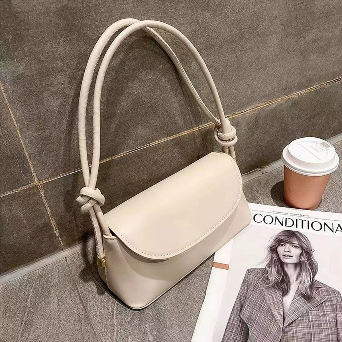 French Style PU Leather Crossbody Bag