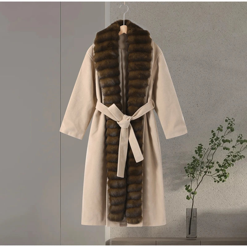 Vintage Women's Fur Coat Elegant Open Collar Thicken Full Sleeve Jacket With Furs Female 2025 New Autumn Winter Woman Clothes