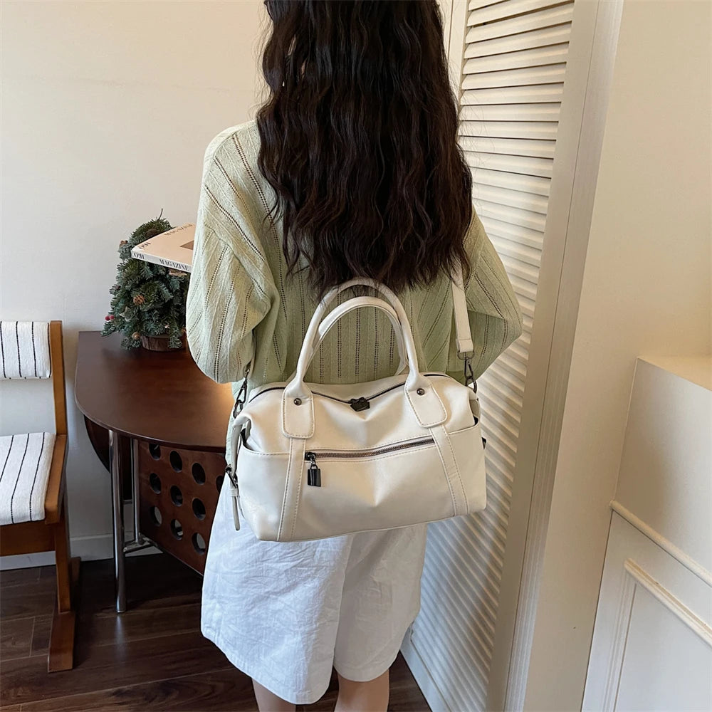 Practical Pure Color Vegan Leather Shoulder Crossbody Bags for Women