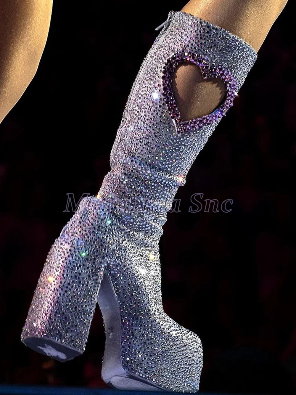 Crystal Glitter Platform Knee High Boots For Women