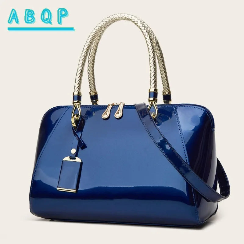 ABQP New Women's Handbag Luxury Brand Fashion Patent Leather Women's Shoulder Bag Large Capacity Boston Women's Bag High Quality
