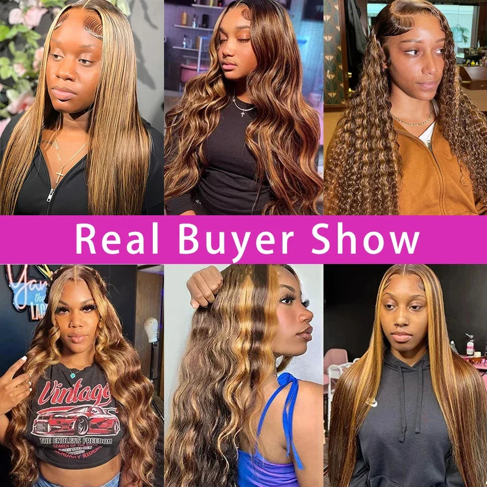 Transparent Lace Highlight Body Wave Human Hair Wig For Women