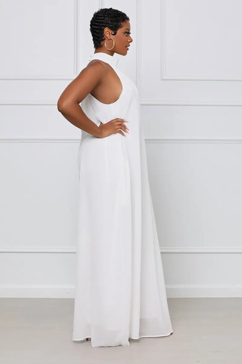 Loose Fit Solid Color Chiffon Ankle Length Jumpsuit for Women
