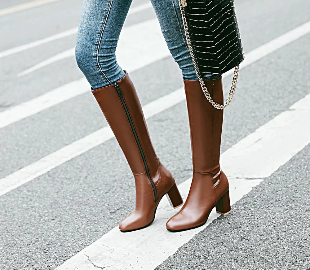Knee High Platform Boots With Thick Heels for Women