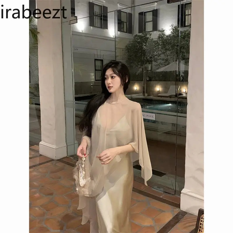Elegant Lightweight Asymmetric Tulle Summer Blouse For Women
