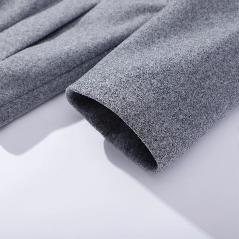 Solid Double Breasted Stand Collar Long Sleeve Overcoat for Women
