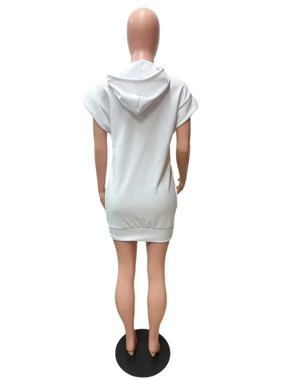 Women Streetwear Casual Letter Print Hooded Flare Short Sleeve Sweatshirt Style Dress 2024 New