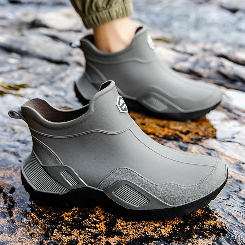 Round Toe Waterproof Ankle Rain Boots
