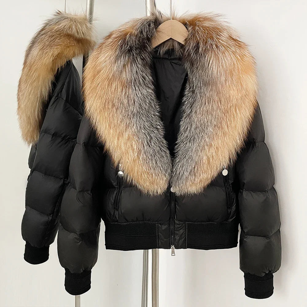 Detachable Fox Fur Collar Down Coat