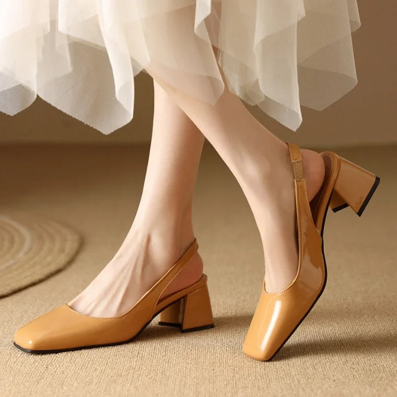Elegant Bright Green Patent Leather Slingback Pumps for Women