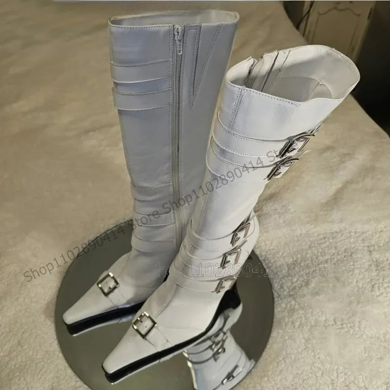 White Matte Leather Ankle Boots With Side Zipper for Women