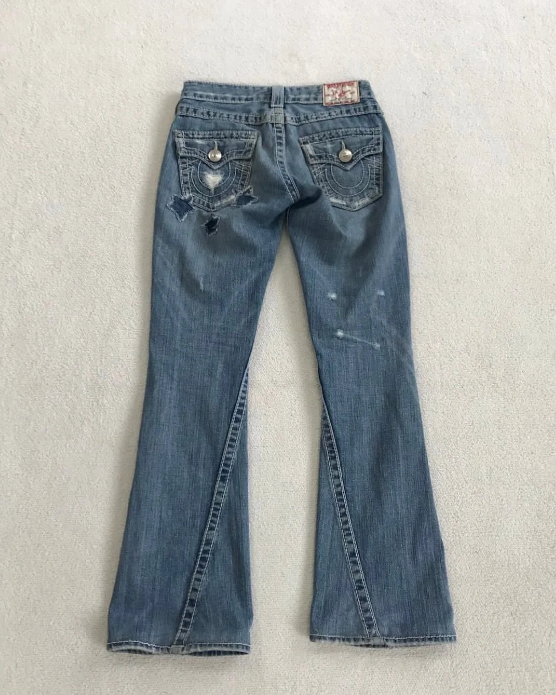 Crown Embroidered Microflare Jeans