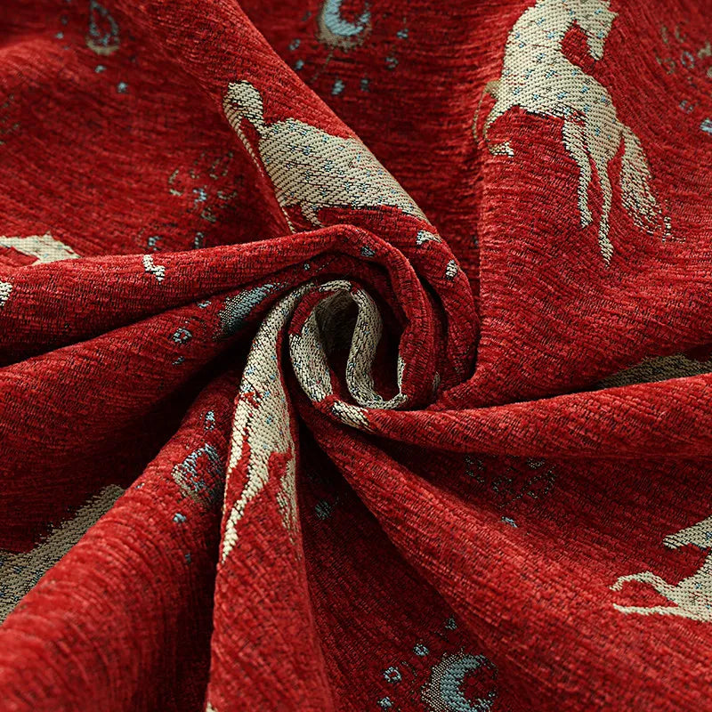 High Quality New Year Red Autumn Winter Vintage Jacquard Mid-long Women A-line Skirt Elegant High Waist Lady Casual Puff Skirts
