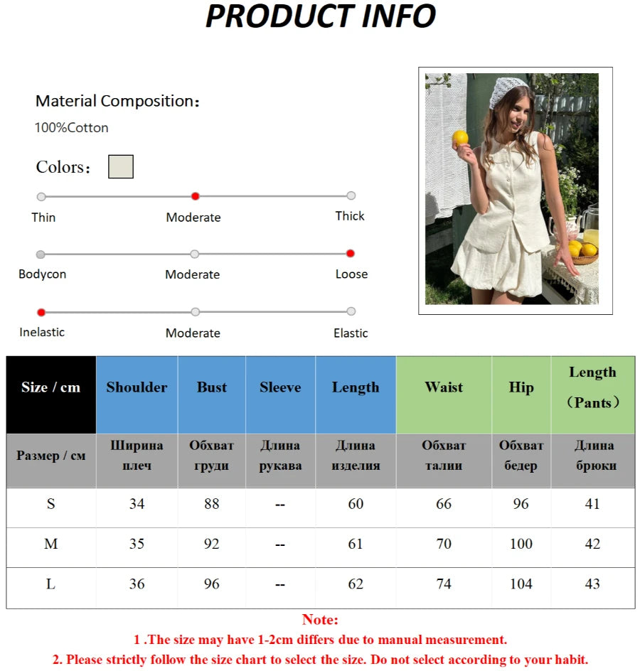 Casual Cotton Sleeveless Mini Skirt And Top Set for Women