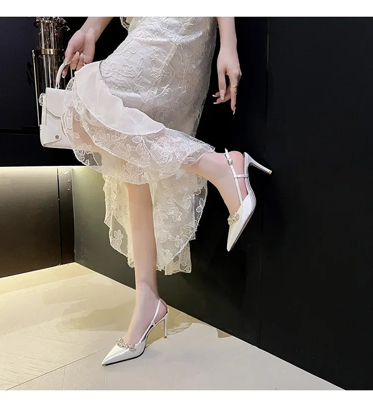 Crystal Buckle Pointed Pumps