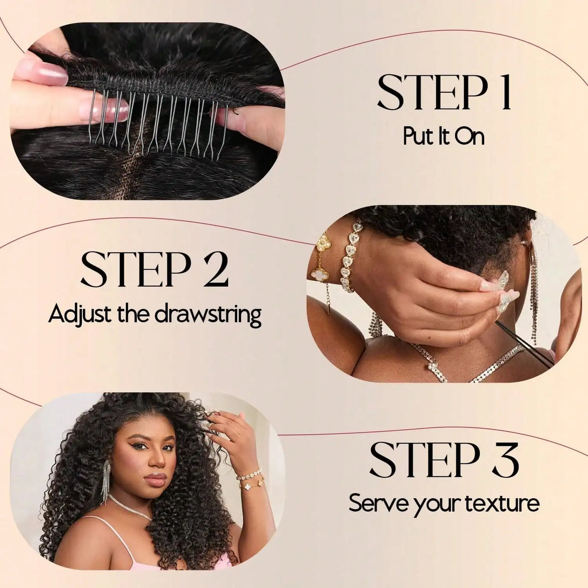 Seamless Curly Human Hair Glueless Half Wig for Women