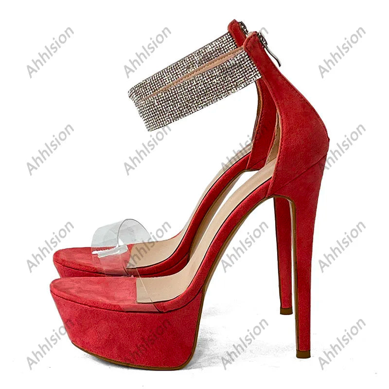 Elegant Pink Suede Stiletto Sandals with Zipper for Women