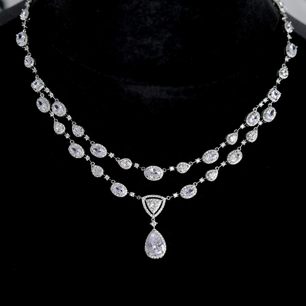 Transparent Water Drop Necklace And Earring Set For Women
