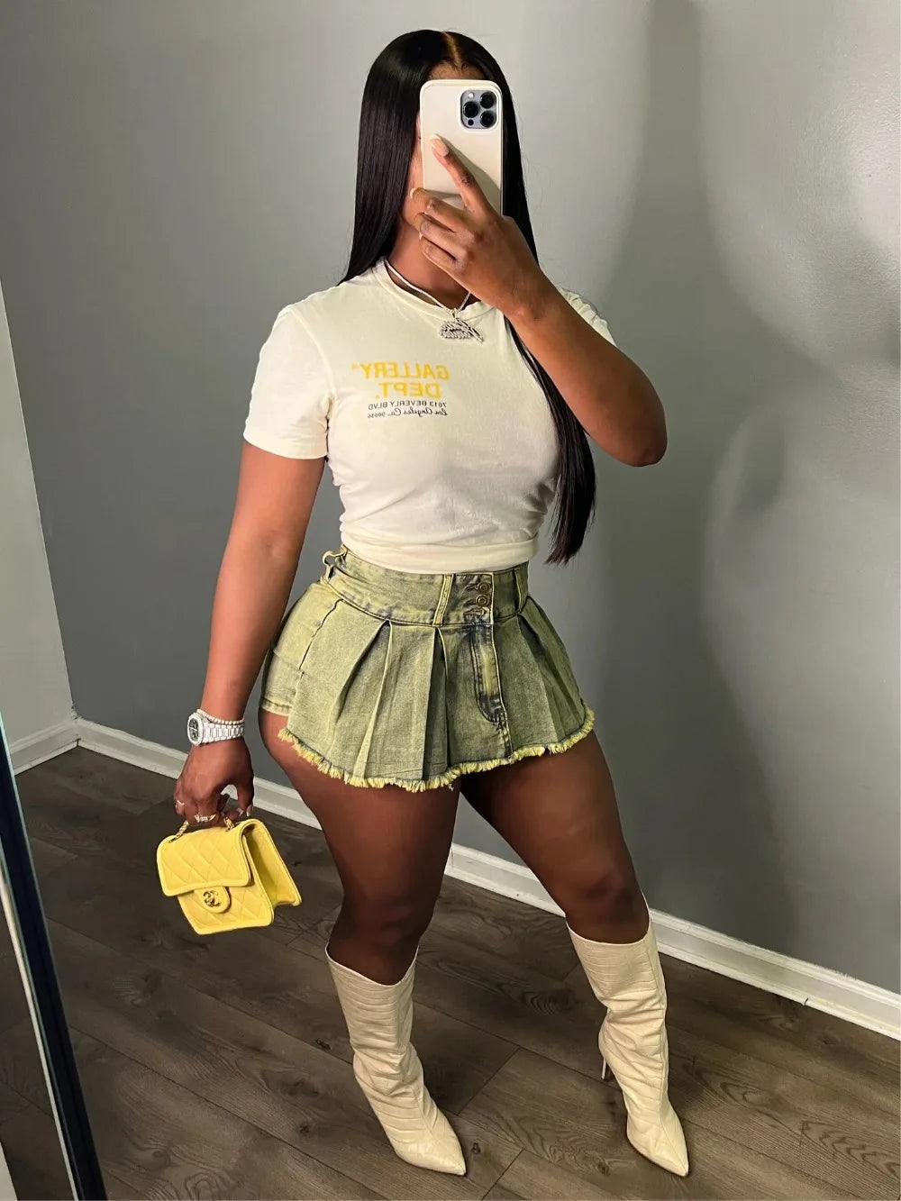 FAGADOER Y2k Denim Shorts Women Pleated Skirt Shorts Summer Stretchy Casual Shorts Retro 90s Fashion Streetwear Short Pants