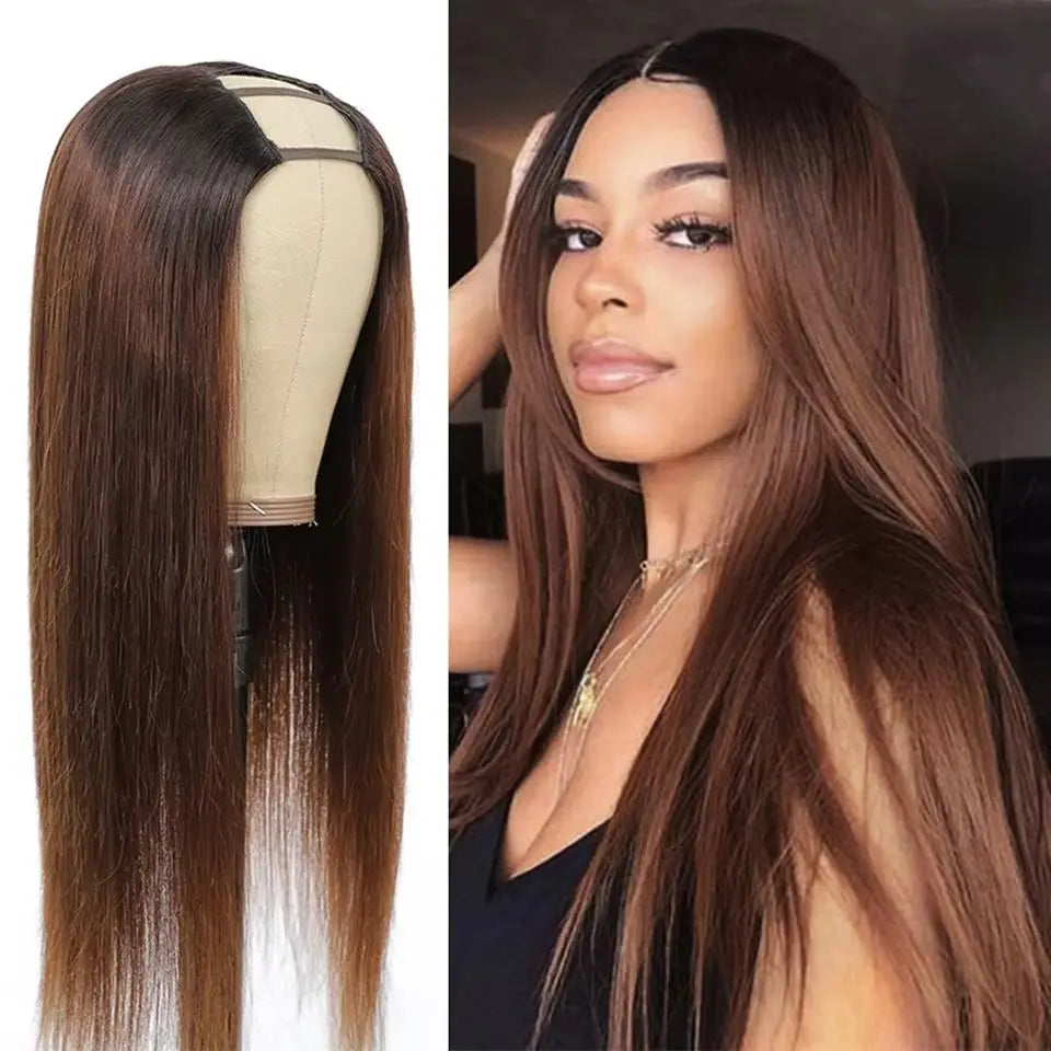 Glueless Honey Blonde V Part Human Hair Wig for Women