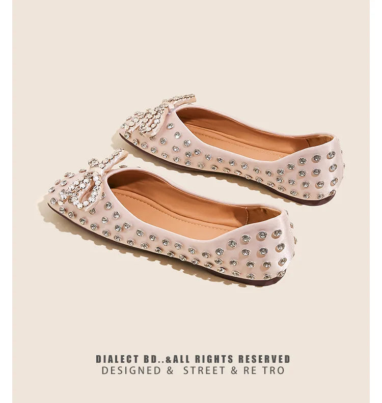 Elegant Rhinestone Bowknot Mary Jane Shoes For Women